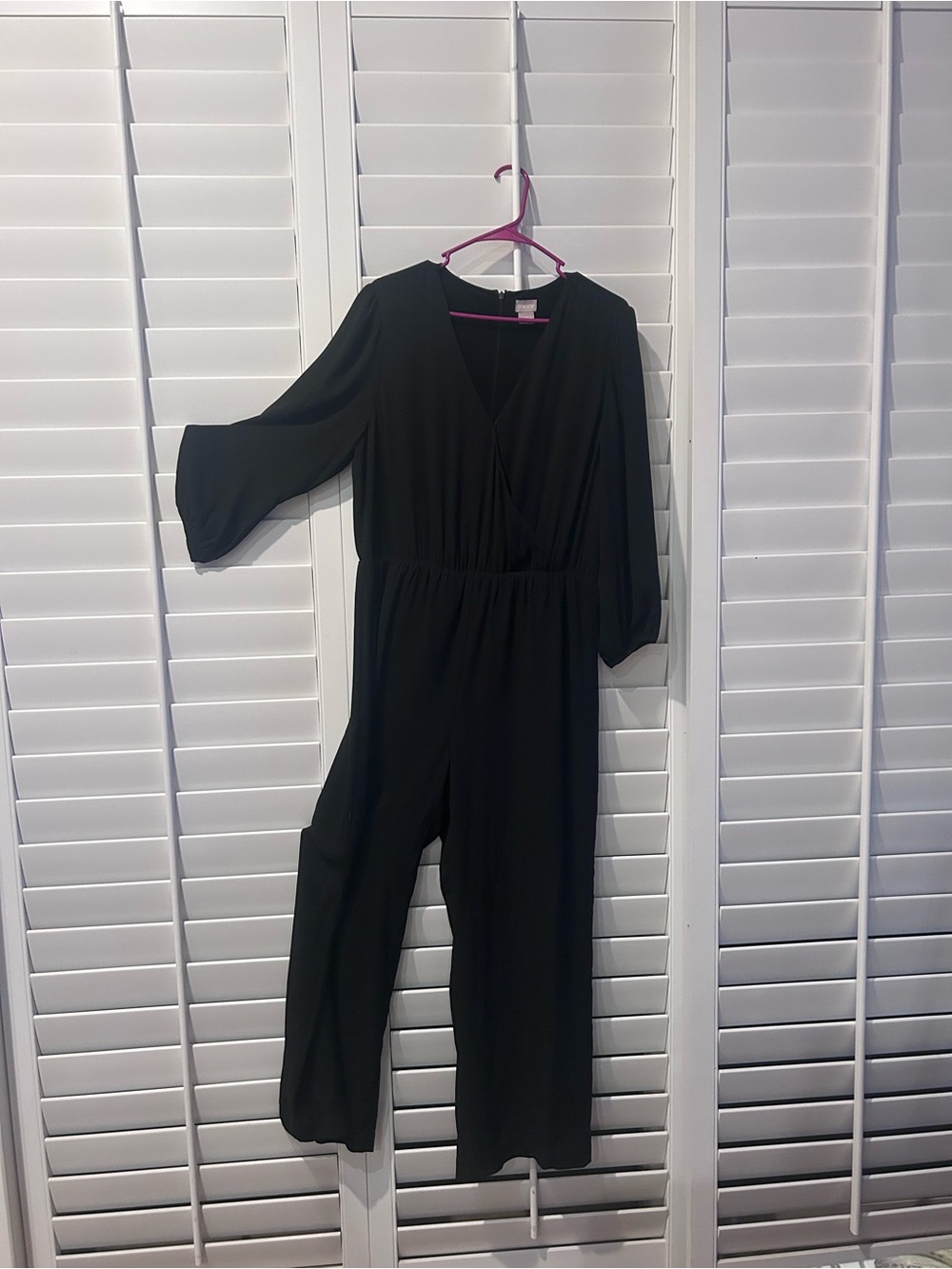 Chico's Black V-Neck Elastic-Waist Wide-Leg Jumpsuit